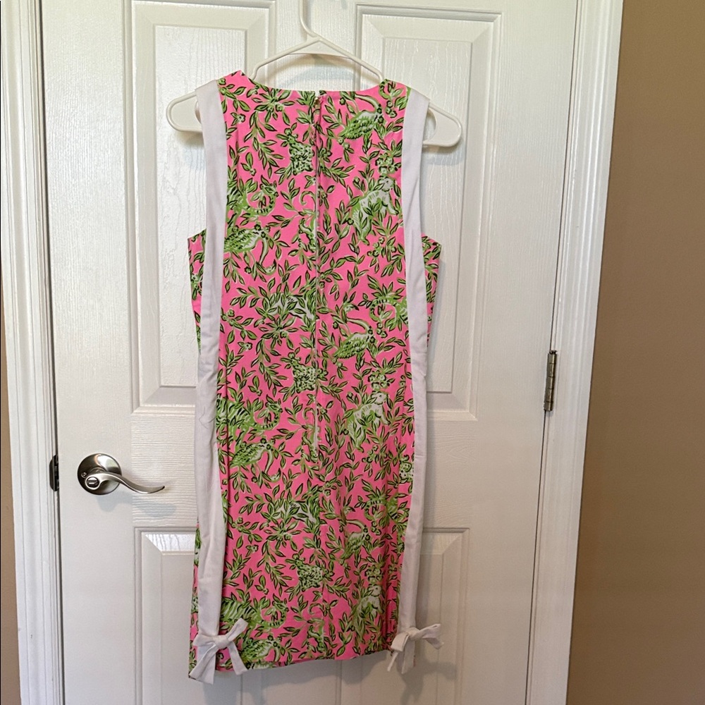 Lilly Pulitzer Pink Floral Sheath Dress with White Side Panels - Picture 4 of 5